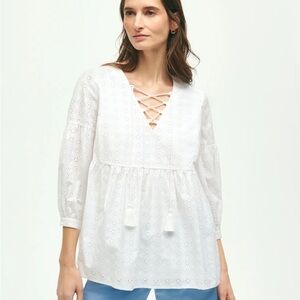 Brooks brothers Eyelet Tie neck Blouse